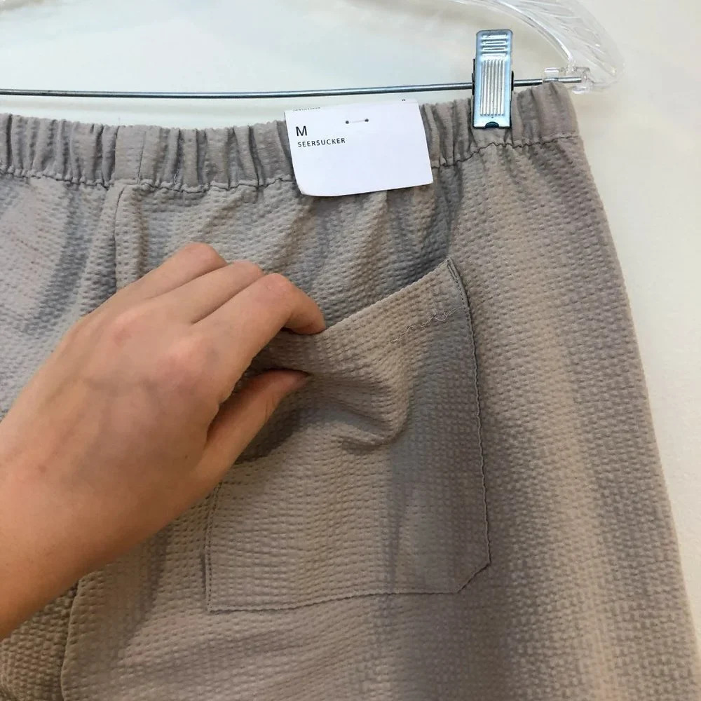 NEW ONIA Seersucker Loose Fitting Drawstring Cream Beach Pants Women's Medium - Picture 9 of 12